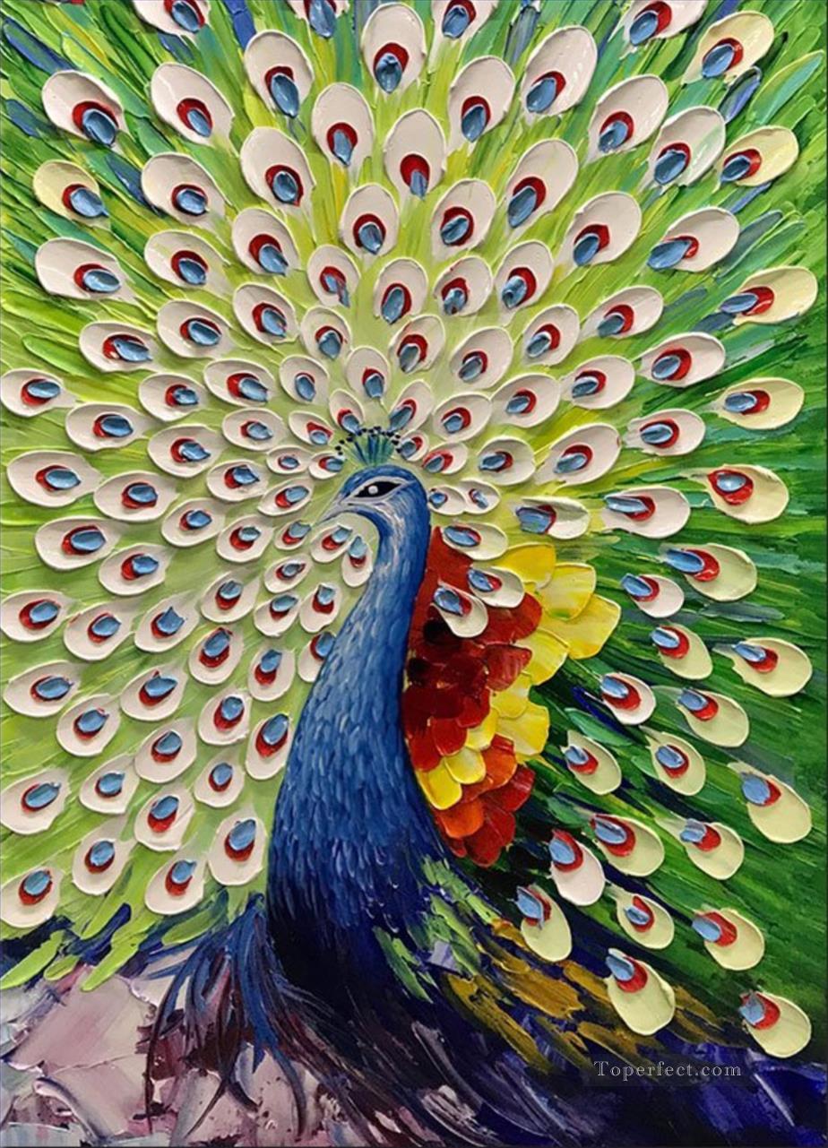 peacock in green birds Oil Paintings